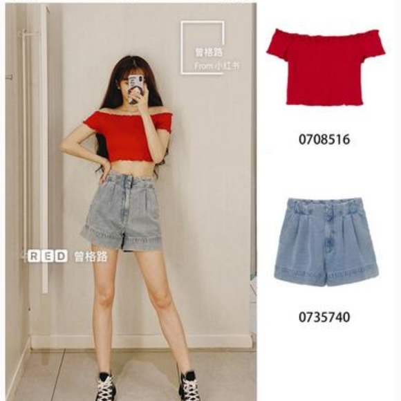 NWT H&M Light Blue High Rise Jean Shorts Pleats 6 Petite - Picture 4 of 12